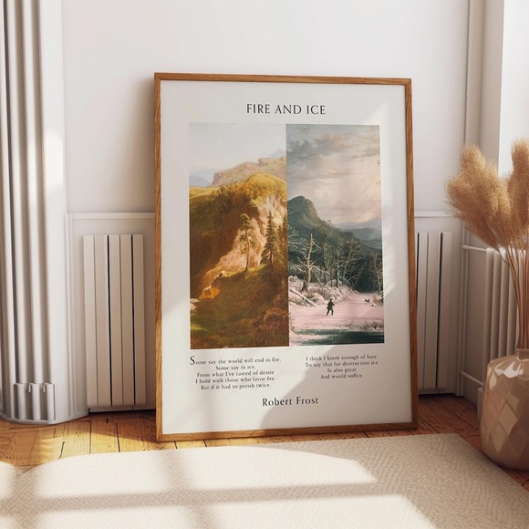 Fire And Ice By Robert Frost - Dual Nature Art Poster - Picture 1 of 4